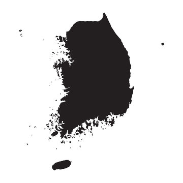 black map of South Korea