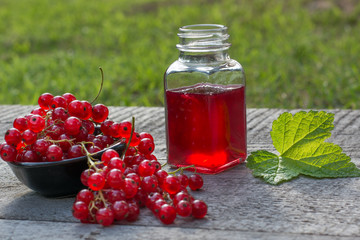 Jar of redcurrant jelly, redcurrants beside it