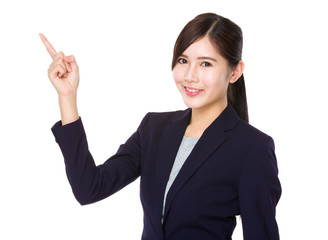 Asian businesswoman with finger point up