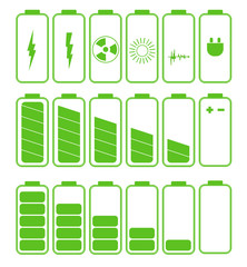 Battery icon set .Set of battery charge level indicators