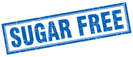 sugar free blue square grunge stamp on white