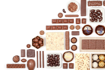 chocolate on white background 