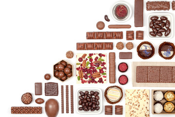 chocolate on white background 