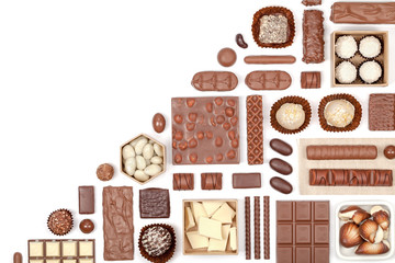 chocolate on white background 