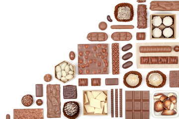 chocolate on white background 