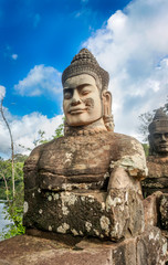 Fototapeta premium Guardian soldier sculpture a the south gate, Angkor Thom, Cambodia