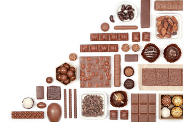 chocolate on white background 
