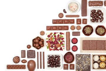 chocolate on white background 
