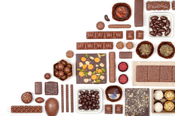 chocolate on white background 