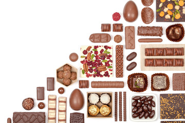 chocolate on white background 
