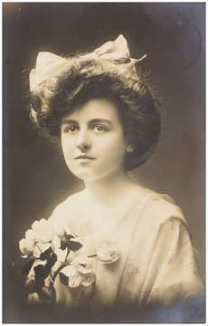 young woman with flowers. 