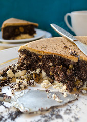 Poppy seed cream pie with raisins and walnuts