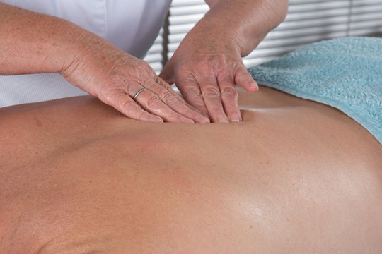 Close-up on the back of the man - massage