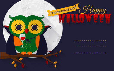 Halloween card with vampire owl.