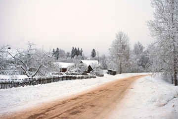 Winter rural road