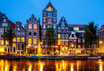 Foto op Canvas Grachten van Amsterdam. © pillerss