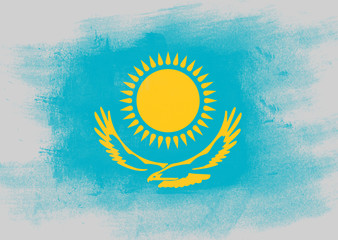 Flag of Kazakhstan painted with brush