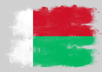 Flag of Madagascar painted with brush
