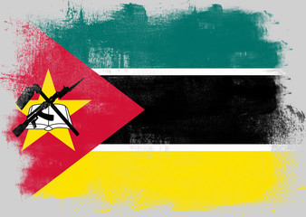 Flag of Mozambique painted with brush