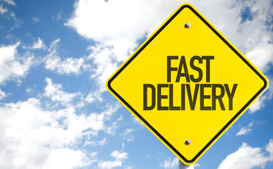 Fast Delivery sign with sky background