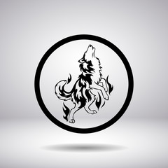 Silhouette of a wolf in a circle