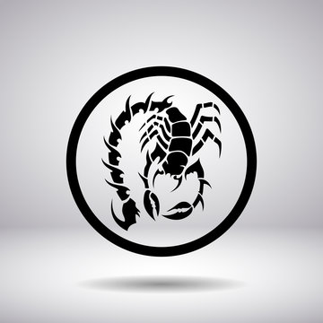 Silhouette of a scorpion in a circle