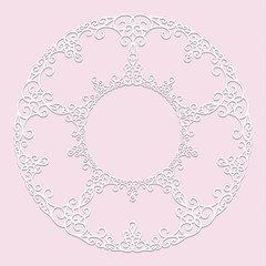 Vintage rounded lace with pink background