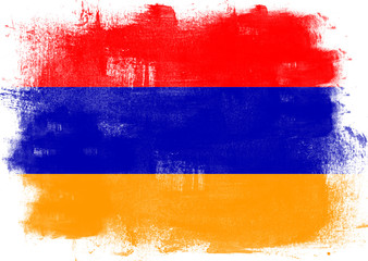 Flag of Armenia painted with brush