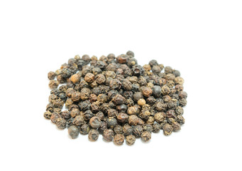 Black pepper on white background