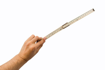 measuring with wooden tape measure