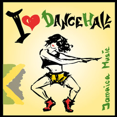 Dancer dancehall style, hand drawing