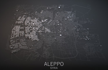 Cartina Aleppo, vista satellitare, sezione 3d, Siria