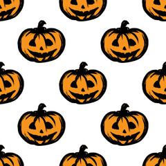 Halloween pumpkins seamless pattern background.