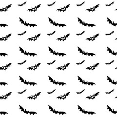 black bat seamless pattern on white