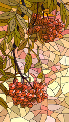 Vector illustration mosaic of red rowan.