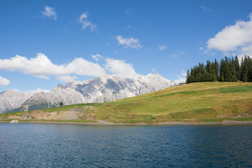 Water Reservoir Lake At Bürgl Alm In Dienten Am Hochkönig In Salzburg Austria