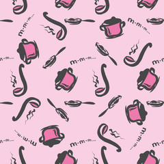 Obraz premium utensils colorful doodle seamless pattern