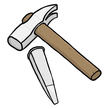 hammer and gouge / cartoon vector and illustration, hand drawn style, isolated on white background.