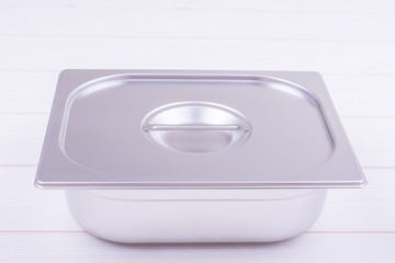 metal containers for food preparation, food industrial capacity. cruet stand food with a lid.