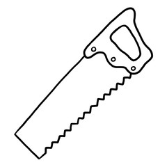 handsaw/ cartoon vector and illustration, black and white, hand drawn, sketch style, isolated on white background.
