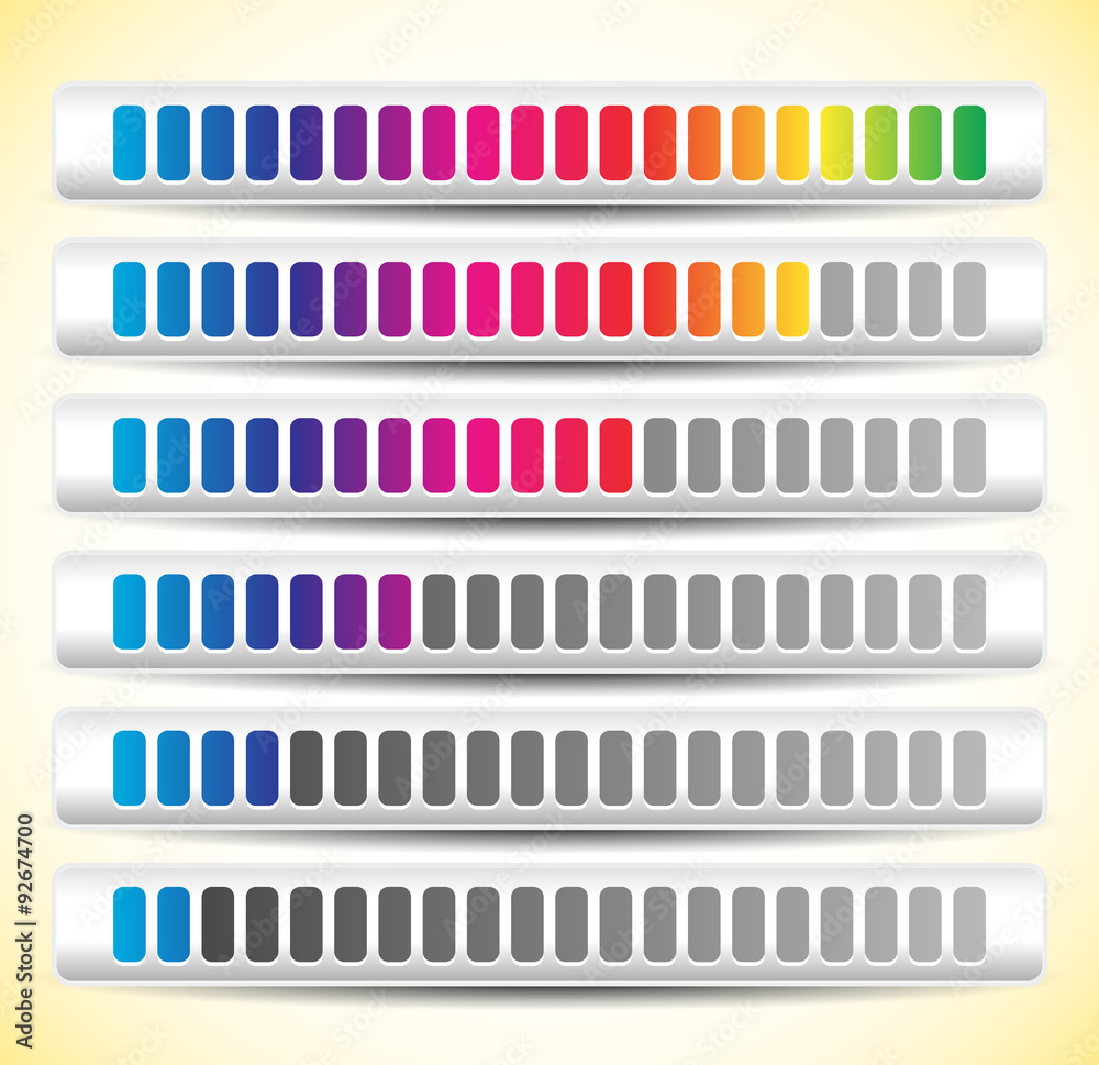 Poster Color coded progress, level indicator with units.