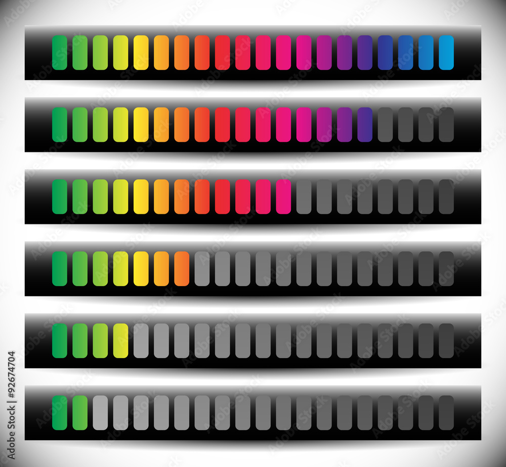 Poster Color coded progress, level indicator with units.