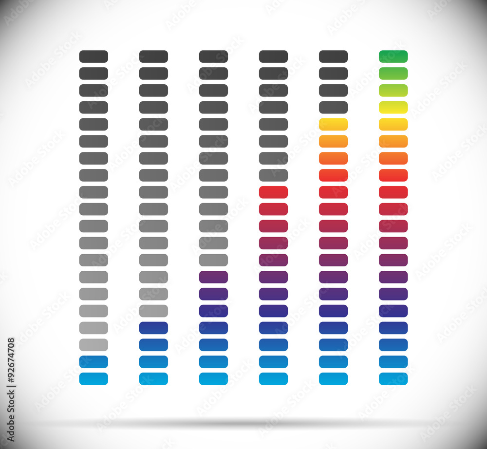 Poster Color coded progress, level indicator with units.