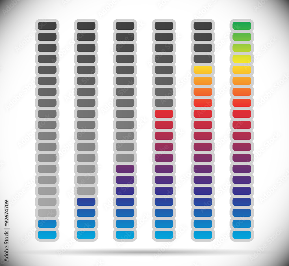 Poster Color coded progress, level indicator with units.
