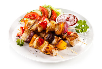 Kebabs - grilled meat and vegetables 