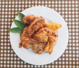 Fried banana and yam dessert
