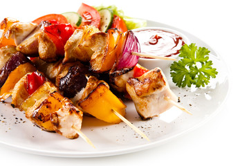 Kebabs - grilled meat and vegetables 