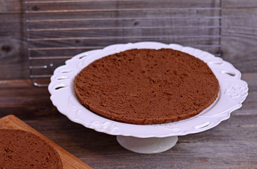 Prepared  bark for the chocolate cake, closeup