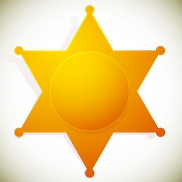 Classic western sheriff badge, sheriff star. Vector illustration