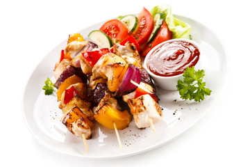 Kebabs - grilled meat and vegetables 